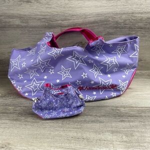 2 American Girl Doll Carrying Tote Travel Bag Purple Pink Doll & Life Size